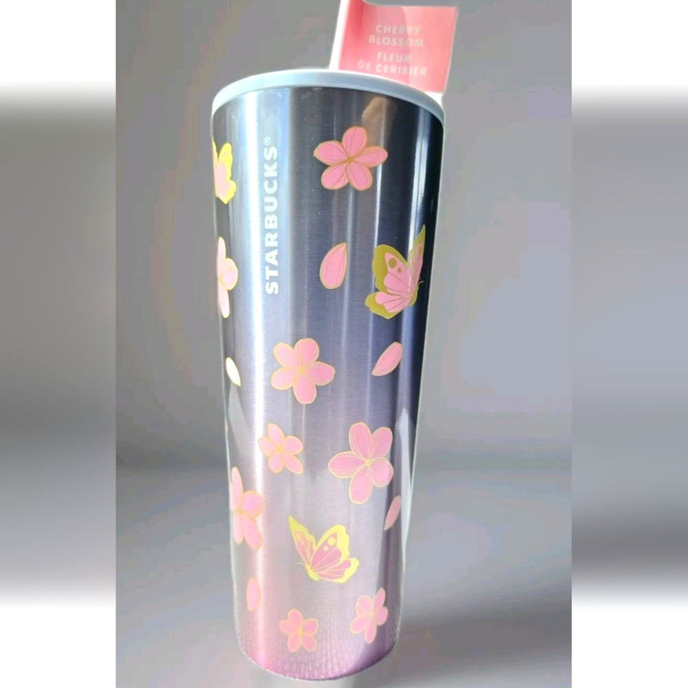 NWT, Starbucks 2025 Stainless Steel Cherry Blossom butterfly CC Tumbler, 24oz,